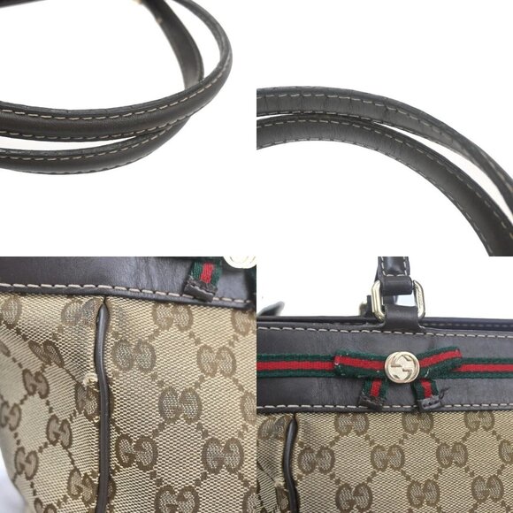 GUCCI GG Pattern Sherry Shoulder Tote Bag Canvas Leather Brown Italy 02EE983 - Picture 8 of 16